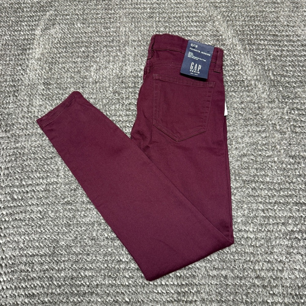 GAP Womens‎ Jegging Jeans Size 0/25 Burgundy Mid Rise Skinny NWT Stretch